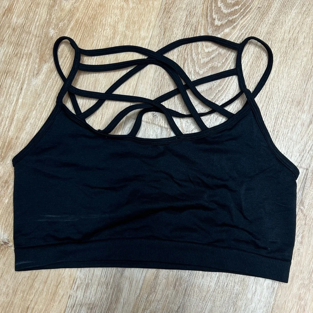 ZENANA black, strappy bralette. Small. Soft, stretchy, comfortable! - Picture 1 of 3